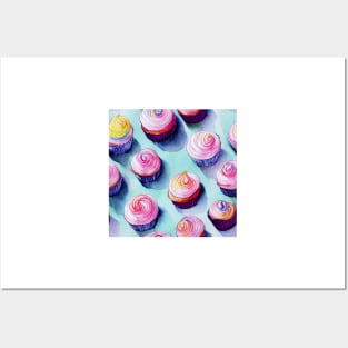 Watercolor cupcake pattern Posters and Art